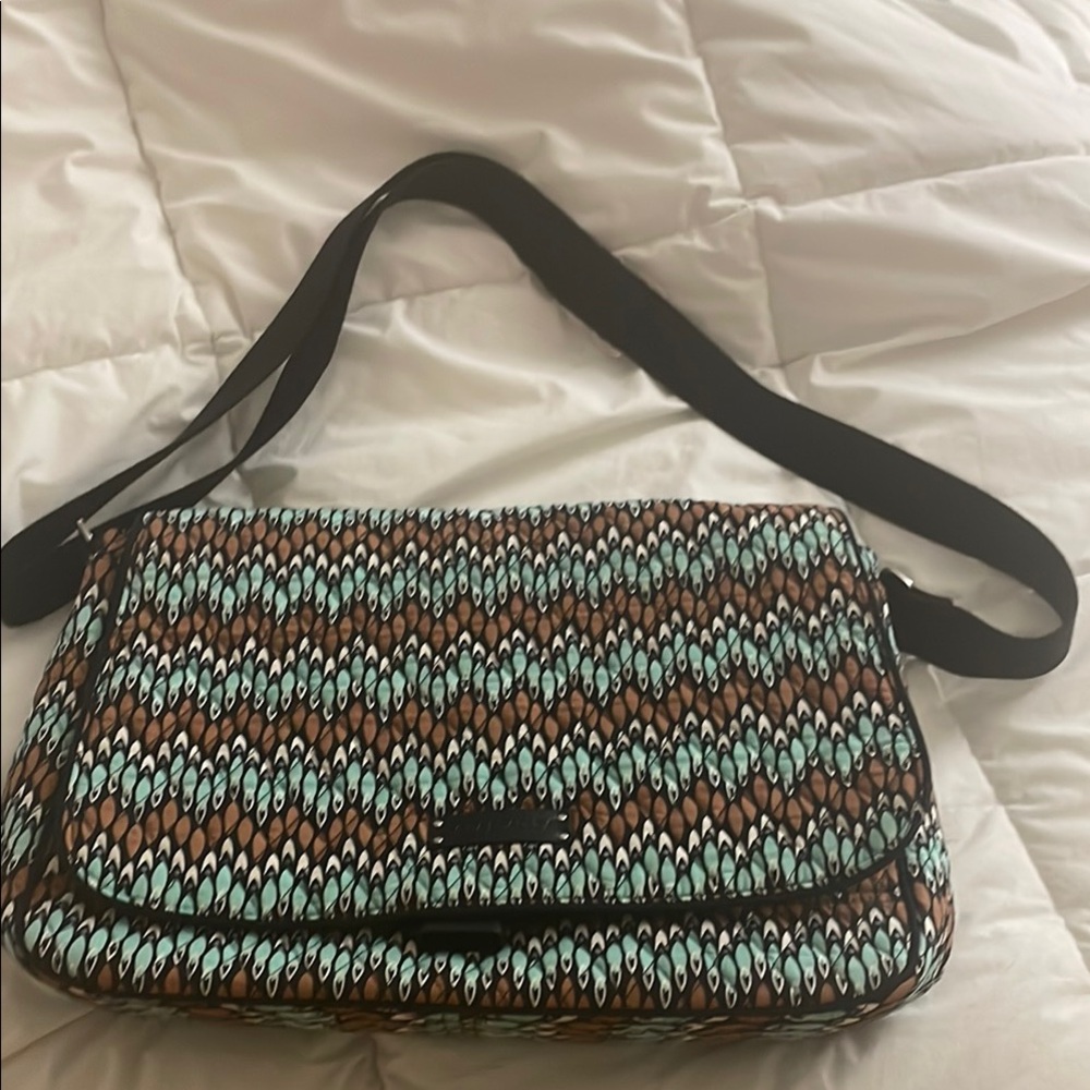 Vera Bradley Black and Brown Crossbody Bag with Chevron Pattern
